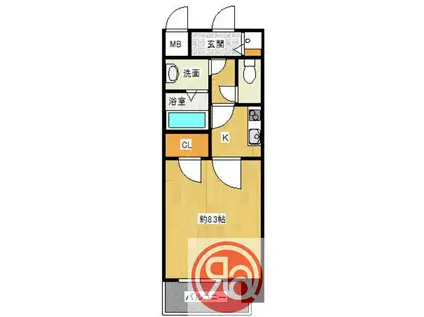 オーパスグラン谷町(1K/8階)の間取り写真