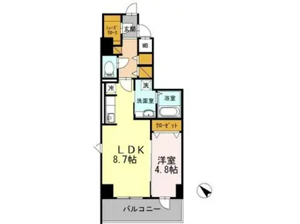 YAMAZAKISEKIYUBLD(1LDK/9階)の間取り写真