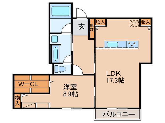 ソレアード泉(1LDK/3階)の間取り写真