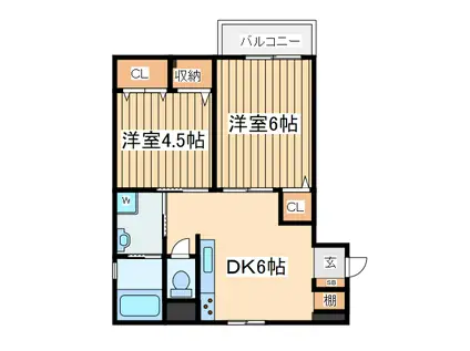 スターマンション(2DK/2階)の間取り写真