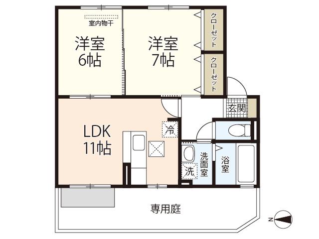 フォンテーヌ(2LDK/1階)の間取り写真