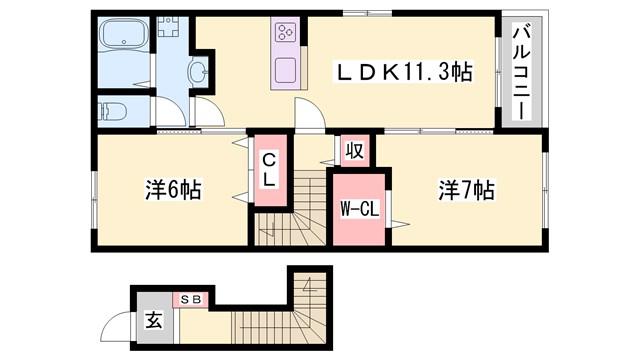 ピーチヴィラ(2LDK/2階)の間取り写真