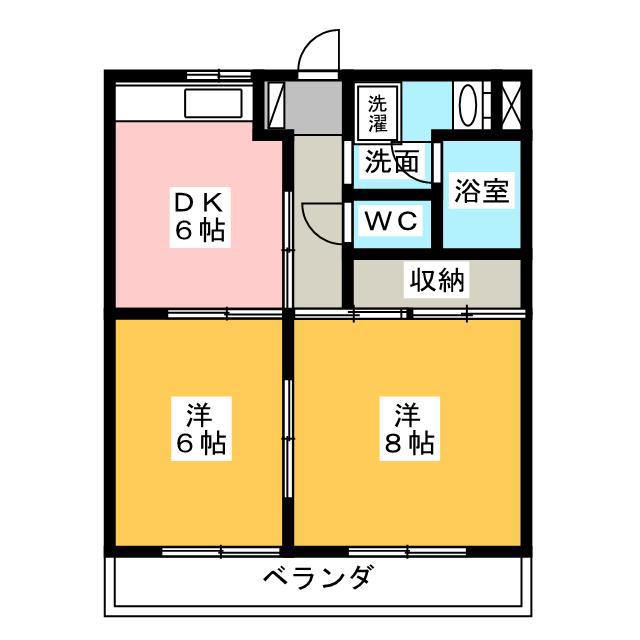 ウィステリアII(2DK/3階)の間取り写真