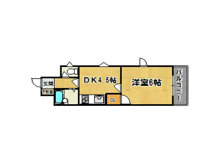 ヴィラ柏里(1DK/3階)の間取り写真