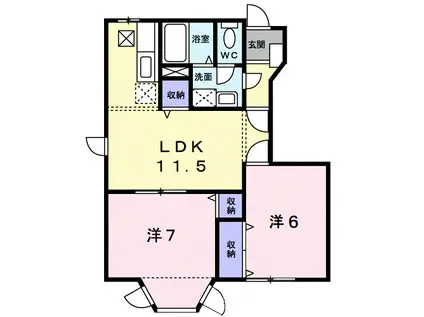 シュピーレン空港通A(2LDK/1階)の間取り写真