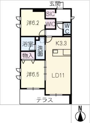 ラコンテ古径(2LDK/1階)の間取り写真
