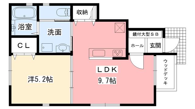 甲子園プレミアム(1LDK/1階)の間取り写真