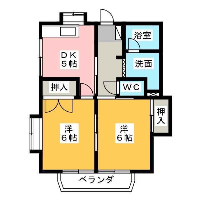 メゾンKIII(2DK/2階)の間取り写真