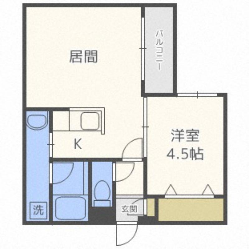 パレスニーノ美園B棟(1LDK/1階)の間取り写真