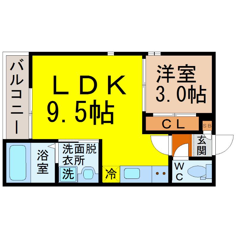 GRANDTIC ETINCELLE(1LDK/1階)の間取り写真