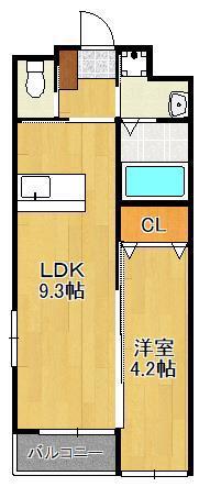 ベルクグランツ戸畑駅前(1LDK/1階)の間取り写真