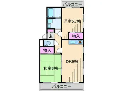 ワコー東寺尾マンション(2DK/2階)の間取り写真