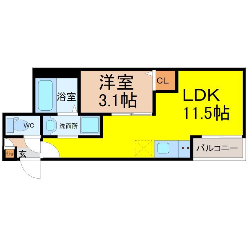 JACK KOSHINVI(1LDK/2階)の間取り写真