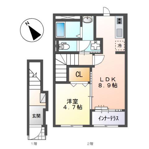 スターテラスII伴東(1LDK/2階)の間取り写真