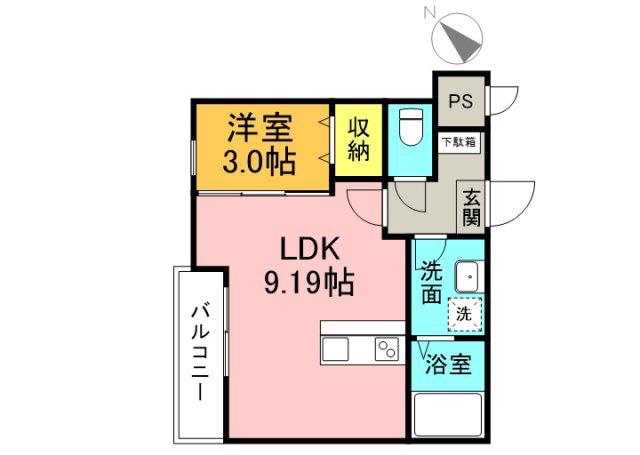 セブンプロート江波西(1LDK/3階)の間取り写真
