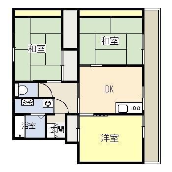 大淀ハイツ(3DK/4階)の間取り写真