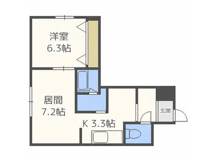 ルミナス八軒(1DK/3階)の間取り写真