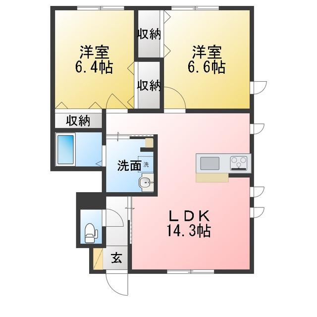 エテルノ レガーロ C(2LDK/1階)の間取り写真