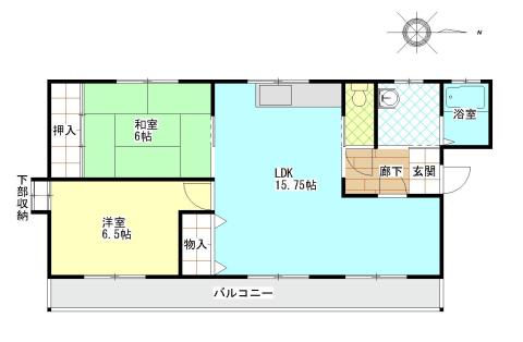 西町ハイツ(2LDK/3階)の間取り写真