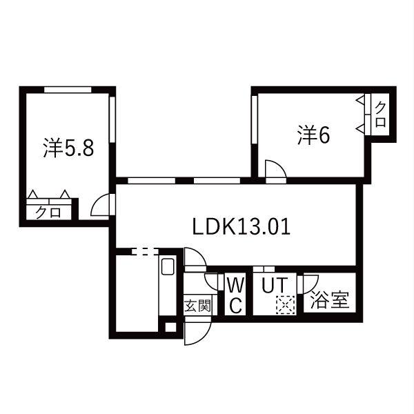 メニーズコート山鼻(2LDK/1階)の間取り写真