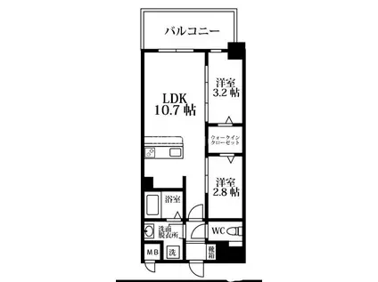 モダンパラッツォけやき通(2LDK/5階)の間取り写真