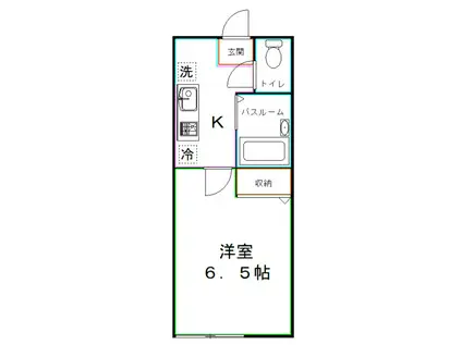 ハイヴィレッジ国分寺(1K/2階)の間取り写真