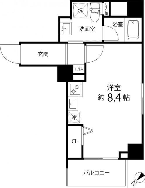 ハイリーフ上野(ワンルーム/6階)の間取り写真