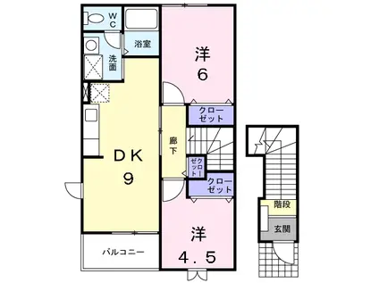 リバティホール(2DK/2階)の間取り写真