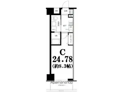 グリフィン川崎・西口(1K/9階)の間取り写真