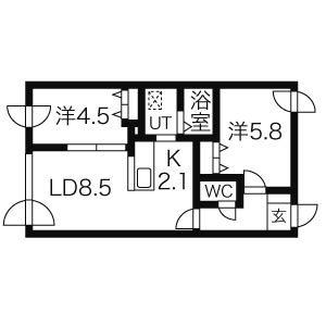 ステラ美術館通(2LDK/4階)の間取り写真