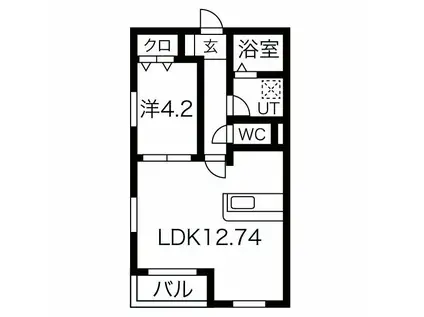 GCDヴィラ荒子(1LDK/2階)の間取り写真