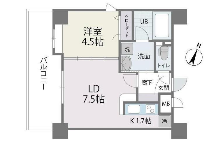 アクタス薬院III(1LDK/11階)の間取り写真