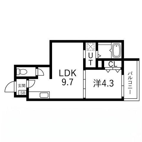 AXIA CITY 神戸松原(1LDK/1階)の間取り写真