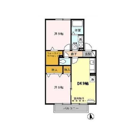 ノースステラA(2DK/2階)の間取り写真