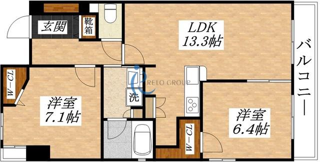 GRAND CINQ 背戸口(2LDK/7階)の間取り写真