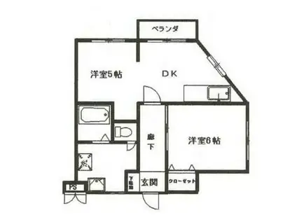 有山マンションB(2DK/2階)の間取り写真