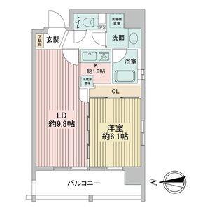 レインボーピア記念橋(1LDK/9階)の間取り写真
