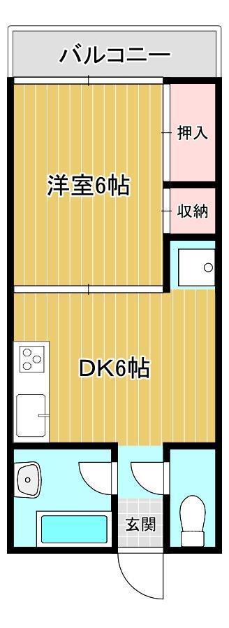 イワオビル(1DK/2階)の間取り写真