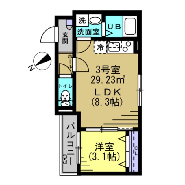 ディーケー新松戸1(1LDK/1階)の間取り写真