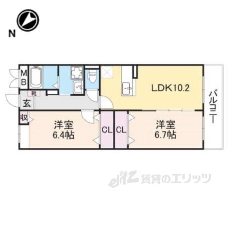 RIRIA VII6(2LDK/2階)の間取り写真