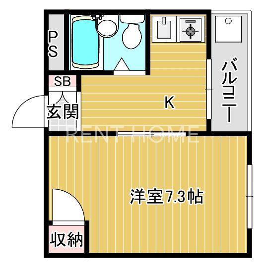 エスポワール高安(1K/3階)の間取り写真