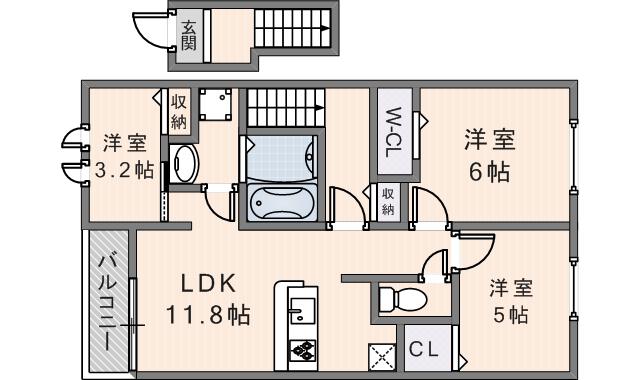 スヴェラ・テールI(2LDK/2階)の間取り写真