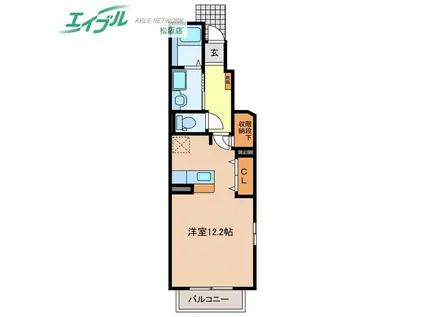 メロディーヒルズ(ワンルーム/1階)の間取り写真