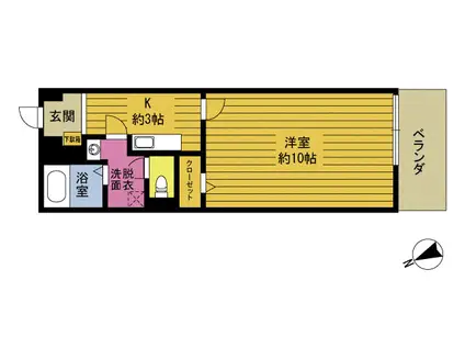 キャッスルハイツ(1K/1階)の間取り写真