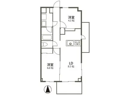 リバーサイド弐番館(2LDK/3階)の間取り写真