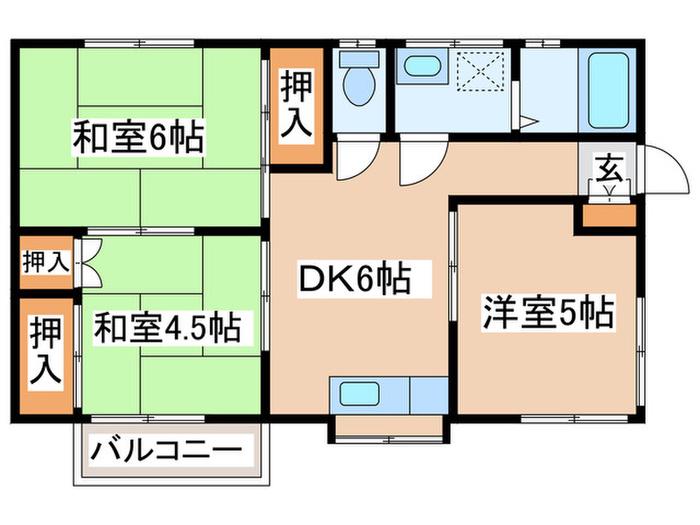 ヒルポート上大島(3DK/2階)の間取り写真