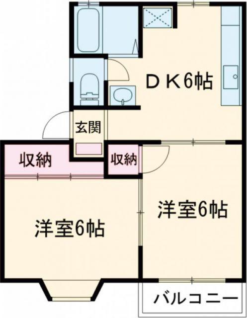 パーク・ハイムB棟(2DK/2階)の間取り写真