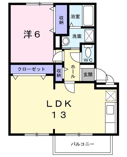 ガーデンハイツC(1LDK/2階)の間取り写真