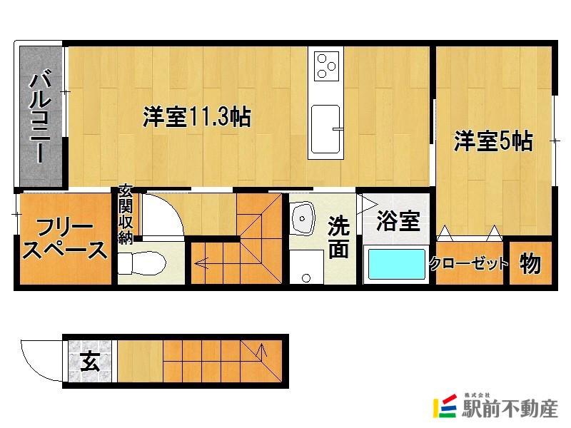 エスカレント姫方(1LDK/2階)の間取り写真
