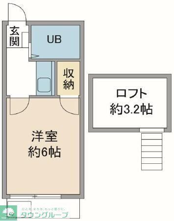 ピュア川越(1K/2階)の間取り写真